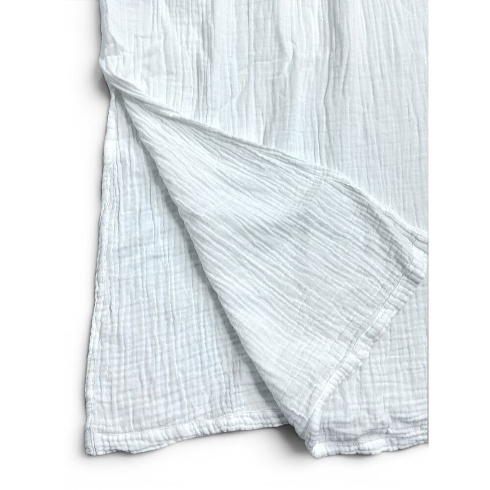 Honest Cotton White Double Gauze Maxi Caftan Dress One Size Resort Vacation - Picture 8 of 13